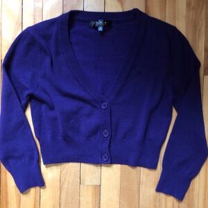Grape Purple Modcloth MAK Cropped 3/4 Sleeve Retro Rockabilly Cardigan